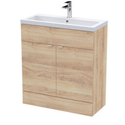 Hudson Reed Fusion Floor Standing Vanity Unit & Basin, Stylish Vanity Unit With Basin, Bleached Oak, 800mm - thumbnail 2