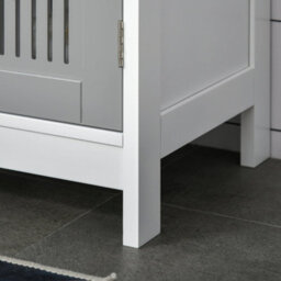 Kleankin Bathroom Pedestal Under Sink Cabinet With Storage Shelf, 2 Doors, Grey - thumbnail 7