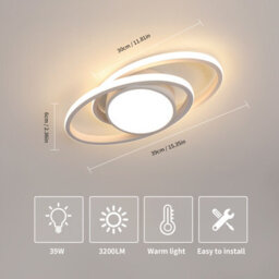 Pheashine White Round Led Ceiling Light Modern Design 3000K Warm - thumbnail 3