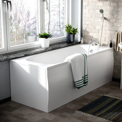 Nes Home Harris 1700mm Standard Round Single Ended Bath & Legs White - image 1