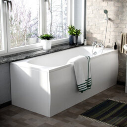 Nes Home Harris 1700mm Standard Round Single Ended Bath & Legs White - thumbnail 1