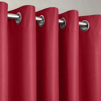 Velosso Manhattan Thermal Blackout Ready Made Eyelet Curtains - Red
