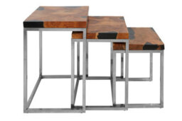 Orsina Set Of 3 Natural Teak Wood Nesting Tables,sturdy Handcrafted End Tables,luxe Black Two-Toned Bedside Tables - thumbnail 5