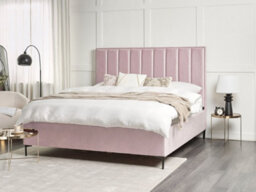 Beliani Ottoman Bed Velvet Sezanne 180 X 200 Cm (Eu Super King) Pink - thumbnail 2