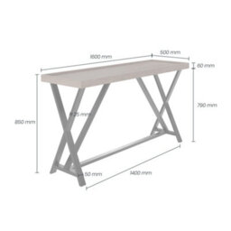 Wyld Haus Trento Aged Grey Oak Console Table With Black Metal Frame 1600X500X850mm - thumbnail 5
