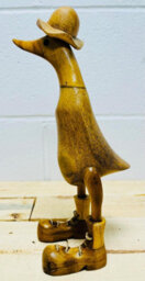 My Square Mile Wooden Duck Ornament, Hand Carved Duck Animal Statue 25Cms (Hat & Boots Duck) - thumbnail 3