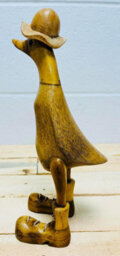 My Square Mile Wooden Duck Ornament, Hand Carved Duck Animal Statue 25Cms (Hat & Boots Duck) - thumbnail 2