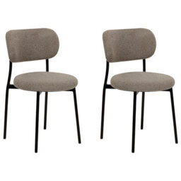 Wyld And Coco Beige-Taupe Bouclé Armless Dining Chairs 2-Pack, Iron Legs, Compact Design - thumbnail 4