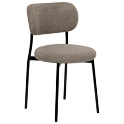 Wyld And Coco Beige-Taupe Bouclé Armless Dining Chairs 2-Pack, Iron Legs, Compact Design - thumbnail 5