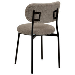 Wyld And Coco Beige-Taupe Bouclé Armless Dining Chairs 2-Pack, Iron Legs, Compact Design - thumbnail 6