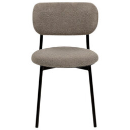 Wyld And Coco Beige-Taupe Bouclé Armless Dining Chairs 2-Pack, Iron Legs, Compact Design - thumbnail 1
