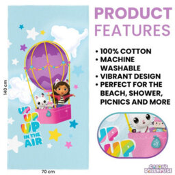 Gabbys Dollhouse Childrens/kids Up Up The Air Cotton Towel Blue/multicoloured (One Size) - thumbnail 2