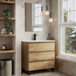 Banyetti Vatilla 800mm Floorstanding Vanity Unit With Lira Basin - Ostippo Oak - thumbnail 2