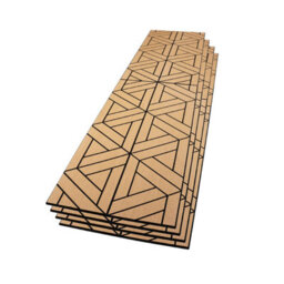 Wvh Oak Weave Geometric Wood Veneer Acoustic Felt Backing Decorative Sound-Absorbing Solution For Homes, Offices, And Studios - thumbnail 1