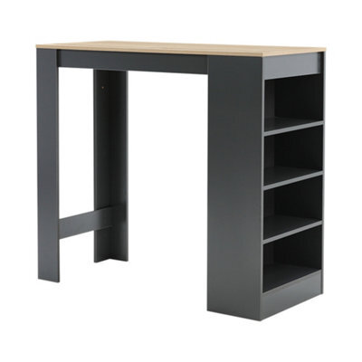Living And Home Grey Wooden Bar Table With Open Shelves 103Cm H - image 1