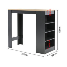 Living And Home Grey Wooden Bar Table With Open Shelves 103Cm H - thumbnail 5