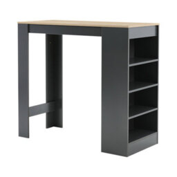 Living And Home Grey Wooden Bar Table With Open Shelves 103Cm H - thumbnail 1