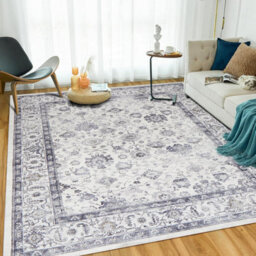 Ameha Soft Large Grey Area Rugs For Bedroom Kitchen Carpet Non Slip Bedside Rug Floral Cashmere Rug (Serene,120X170Cm) - thumbnail 5