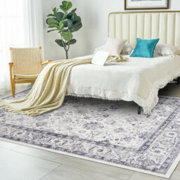 Ameha Soft Large Grey Area Rugs For Bedroom Kitchen Carpet Non Slip Bedside Rug Floral Cashmere Rug (Serene,120X170Cm) - thumbnail 3