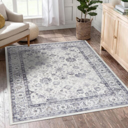 Ameha Soft Large Grey Area Rugs For Bedroom Kitchen Carpet Non Slip Bedside Rug Floral Cashmere Rug (Serene,120X170Cm) - thumbnail 2