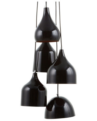 Wyld And Coco 5-Light Pendant Cluster Black Iron Shades Orange Interior, W18 X D18 X H111Cm - image 1