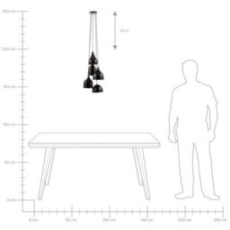 Wyld And Coco 5-Light Pendant Cluster Black Iron Shades Orange Interior, W18 X D18 X H111Cm - thumbnail 8