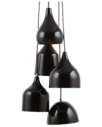 Wyld And Coco 5-Light Pendant Cluster Black Iron Shades Orange Interior, W18 X D18 X H111Cm - thumbnail 1