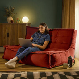 Icon Kota  Velvet Sofa Bean Bag, Spicy Terracotta - thumbnail 2