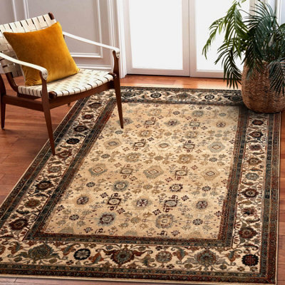 RugsX Wool Carpet Omega Avila Ornament Frame Sand Beige 235X350 Cm - image 1
