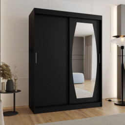 Arte Rossa Sliding Door Wardrobe 150Cm Black - Stylish Storage For Modern Homes - thumbnail 2