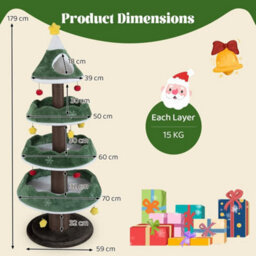 179 Cm Tall Christmas Cat Tree Multi Level Kitten Tower Green - thumbnail 2