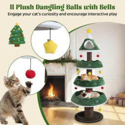 179 Cm Tall Christmas Cat Tree Multi Level Kitten Tower Green - thumbnail 6