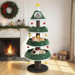 179 Cm Tall Christmas Cat Tree Multi Level Kitten Tower Green - thumbnail 3