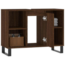 Berkfield Industrial Bathroom Cabinet Brown Oak 80X33X60 Cm Engineered Wood - thumbnail 4