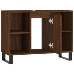 Berkfield Industrial Bathroom Cabinet Brown Oak 80X33X60 Cm Engineered Wood - thumbnail 5
