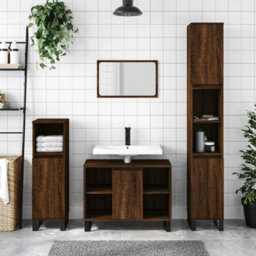 Berkfield Industrial Bathroom Cabinet Brown Oak 80X33X60 Cm Engineered Wood - thumbnail 2