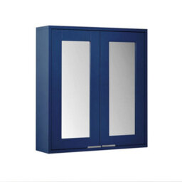 Homestylestore 600 X 650mm Navy Blue Wall Mounted Mirrored Door Bathroom Cabinet And Chrome Finger Pull Handles