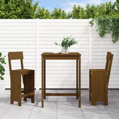 Berkfield 3 Piece Garden Bar Set Honey Brown Solid Wood Pine - image 1