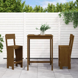 Berkfield 3 Piece Garden Bar Set Honey Brown Solid Wood Pine - thumbnail 1