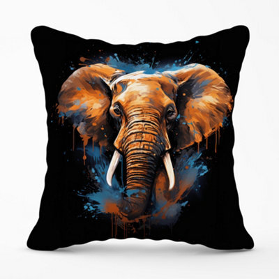 Warren Reed Designer Splashart Elephant Blue Cushions 45Cm X 45Cm - image 1