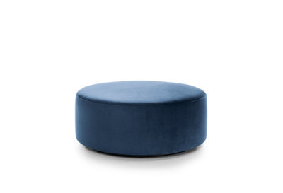 Abakus Direct Chicago Velvet Large Swivel Footstool In Dark Blue - image 1