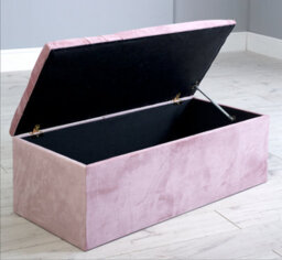 Comfy Deluxe Ottoman Blue Plush Velvet Box Matching Buttons - thumbnail 2