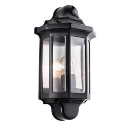 Luminosa Lighting Luminosa Traditional Outdoor Wall Lantern Satin Black Paint, Clear Polycarbonate Ip44, E27