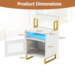 Gainoom Nightstand With Led Lights Modern End Table Freestanding Bedside Table With Heavy-Duty Metal Frame White - thumbnail 2