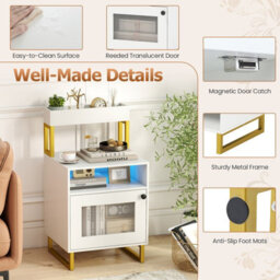 Gainoom Nightstand With Led Lights Modern End Table Freestanding Bedside Table With Heavy-Duty Metal Frame White - thumbnail 9