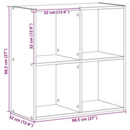 Berkfield Durable Bookcase Artisian Oak 68.5X32X68.5 Cm Engineered Wood - thumbnail 9