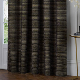 Paoletti Jupiter Chenille Jacquard Eyelet Curtain Pair Black/gold (W)168Cmx (D)229Cm - thumbnail 4