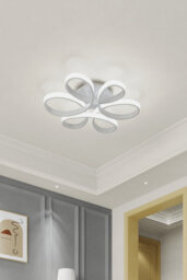 Darphe Nordic 6 Ring Petal Cool White Light Ceiling Light, White Acrylic Led Light Fixture - thumbnail 2