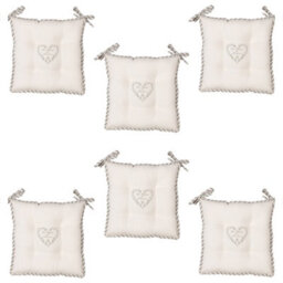 Dibor Set Of 6 Love Heart Print Indoor Furniture Dining Chair Seat Pads (L)40Cm X (W)40Cm - thumbnail 1