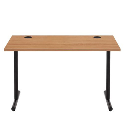 Basics Office Computer Desk, Beech Desktop And Black Frame, Rectangular, Simple Assembly, 120 X 60 X 73.6 Cm